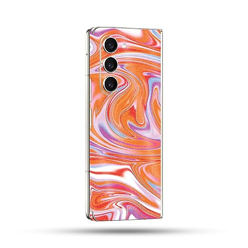 Image of MightySkins Glossy Glitter Skin Compatible with Samsung Galaxy Z Fold 5 Full Wrap - Orange Swirl | Protective, Durable High-Gloss Glitter Finish | Easy to Apply & Change Styles | Made in The USA