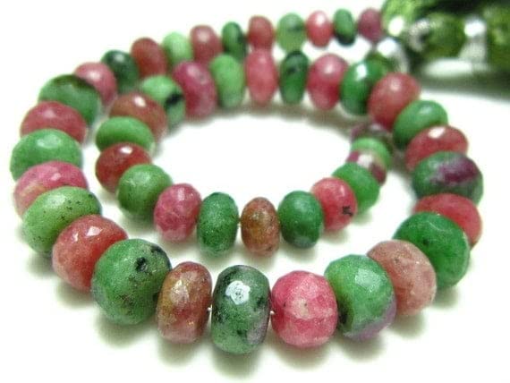Ruby Zoisite Faceted Rondelles perles haut de gamme AAA 5-8mm en pierres précieuses