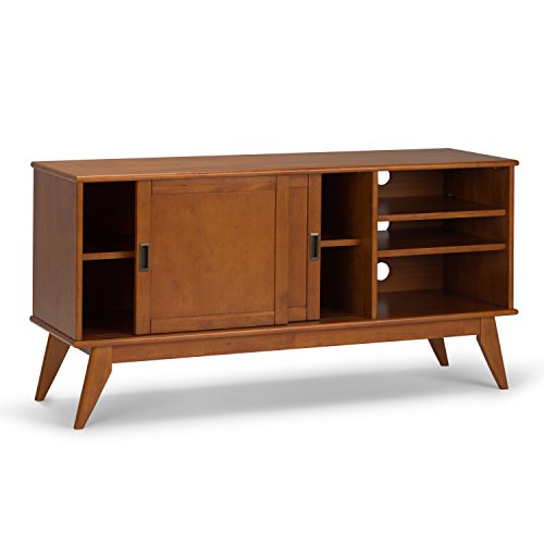 Simpli Home Draper SOLID WOOD Universal TV Media Stand, 60 inch Wide, Modern Industrial, Living Room Entertainment Center, Shelves, Cabinets, for Flat Screen TVs up to 70", Teak Brown - Thumbnail 6