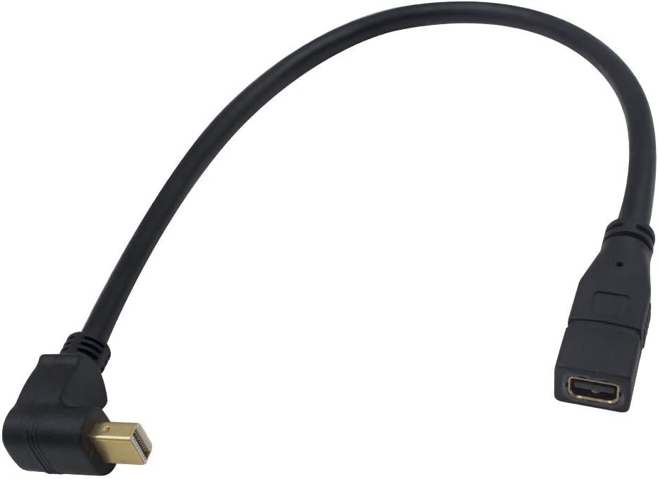 Duttek 30cm 90 Degree Mini DisplayPort Male to Mini DisplayPort DP Female Extension Cable for iMac & LED Cinema Display (Down Angled)