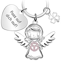 Aoriher Schutzengel Schlüsselanhänger mit Lenkrad Pass auf dich auf Schlüsselanhänger Schutzengel für Autofahrer Geschenk Glücksbringer Auto Führerschein Geschenke