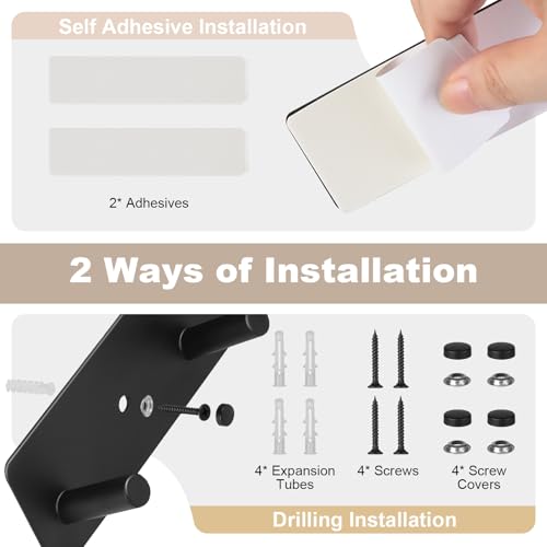 Kuaima Key Holder Wall Mount, Black Metal Key Hanger With 3 Key Hooks Compact Key Rail Adhesive Key Rack Organizer 2 Mount Options For Entryway Hallway Doorway Camper thumb #3