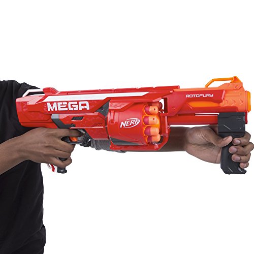 Image of Nerf Mega Rotofury Blaster -- 10-Dart Rotating Drum -- Pump Action Blasting -- Includes 10 Mega Darts -- For Kids, Teens, Adults, Multicolor,Foam Dart Blaster