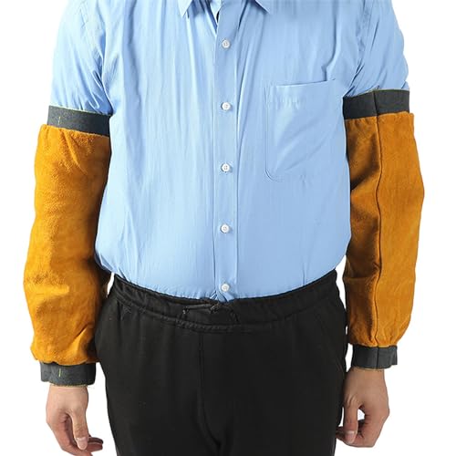 1 Paar Arbeitsschutzhülle, Arbeitsschutzhülle Ärmel, Arbeitsschutzhülle Schweißerhandschuhe, Praktische Arbeitsärmel Schweißarm, Leder Armschutz Hitzebeständige