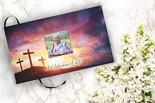 Image of Cross Celebration of Life Funeral Guest Book for Memorial Service