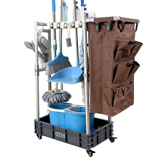 Rolling Cleaning Cart, Cleaning Tools Organizer, Housekeeping & Janitorial Cart