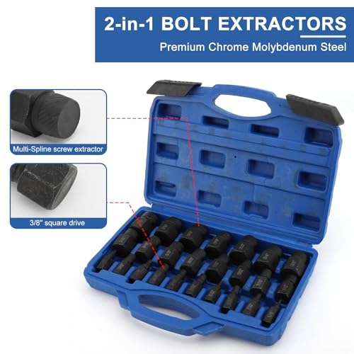 25-Teiliges Schraubenausdreher Set Profi, Linksausdreher Set mit Tragetasche, Hoher Härte Screw Extractor Zum Entfernen Gebrochenen, Verrosteter, Bolzen und Schrauben