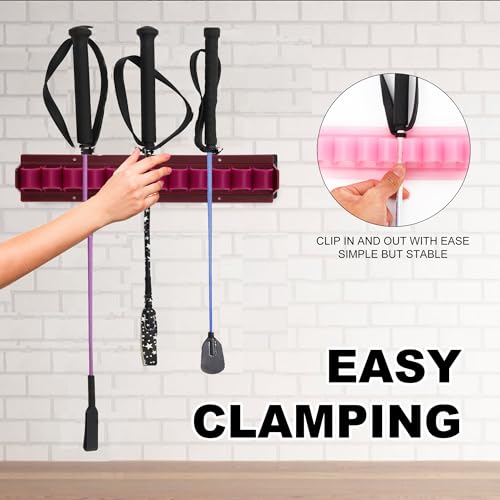 Gtainsoil Horse Whip Crop Holder Rack Wall Mounted Bracket Hanger Horse Trailer Accessories for Tack Room (Pink) - Thumbnail 5