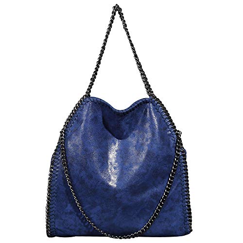 Borsa casual da donna in pelle PU, borsa a tracolla a mano alla moda, Blu, 40