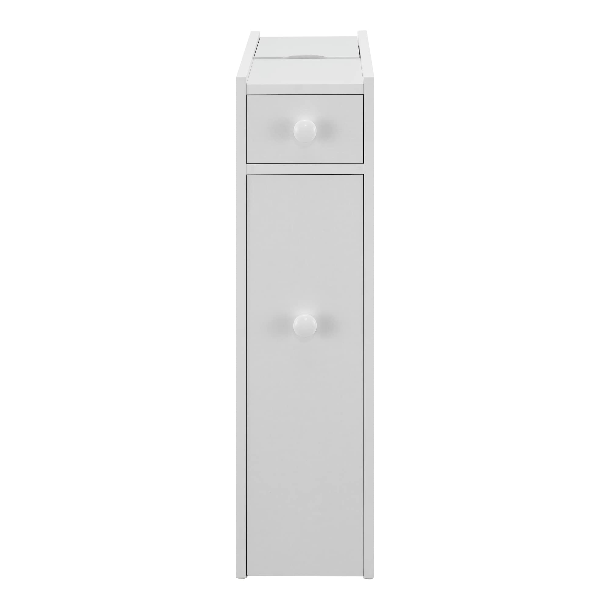[en.casa] Meuble de Rangement de Salle de Bain Organisateur à 2 Tiroirs Commode Armoire pour Toilettes Panneau de Particules 58 x 16 x 48 cm Blanc