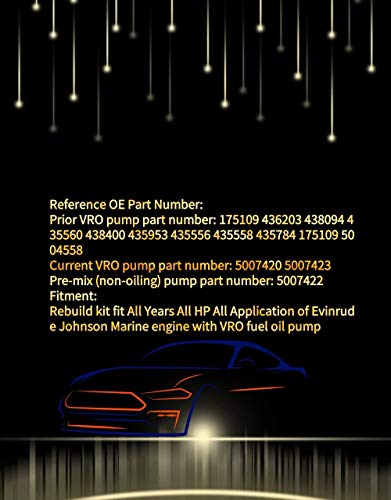 VRO Fuel Pump Rebuild Repair Kit for Johnson Evinrude All Year and All HP OMC Engine Replace 435921 436095 - Thumbnail 2