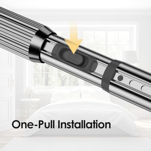Image of Sliver Tension Curtain Rod 41-84 In(4-7Ft), Curtain Rod No Drilling for Window or Bathroom,Outdoor Tension Rods for Patio, Heavy Duty Shower Rod,Rod Diameter 1.26In-One-bond stretching