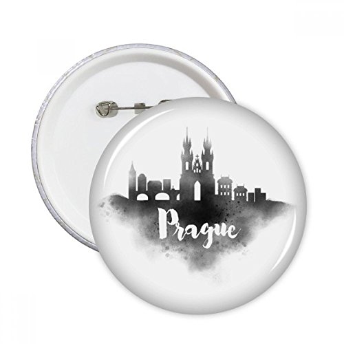Broches rondes Prague Tchèque en encre lot de 5 badges de décoration pour vêtements