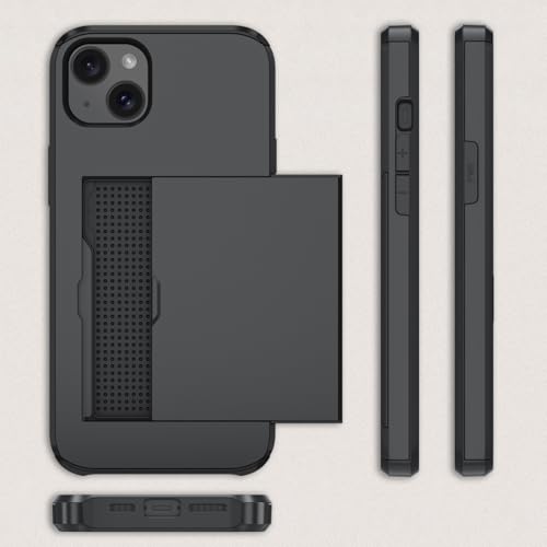 Qinmay Compatible with iPhone 15 Case with Card Holder, Dual Layer Shockproof,Heavy Duty Protective Hidden Slot Slim Wallet Phone Cover,Black by Qinmay - Used condition - Image 5