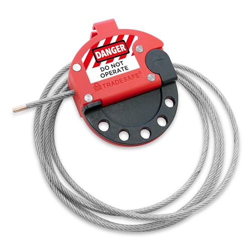 TRADESAFE Lockout Tagout Cable Lock - 6ft Adjustable Cable Lockout, Steel Cable Lock with Vinyl Coating, Loto Cable for Lock Out Tag Out, Premium Grade, OSHA Compliant