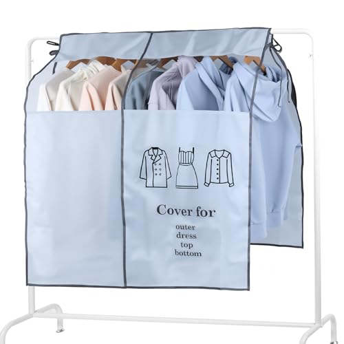 OTraki Staubdichte Kleidersäcke 90×110 cm Anti-Staub Kleiderhülle Große Kleiderschutzhülle mit Transparentem Fenster Staubschutz Aufbewahrungstasche mit Magic Tape für Anzug Mantel T-Shirt (Grau)