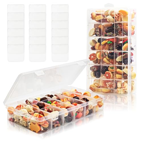 TAIXING 2 Piezas Snack Box con 18 Rejillas Extraíbles, Cuencos Aperitivos con Compartimentos, Bandeja de Aperitivos con Tapa para Chocolates Chips Frutos Secos Galletas Caramelos Pequeños Artículos