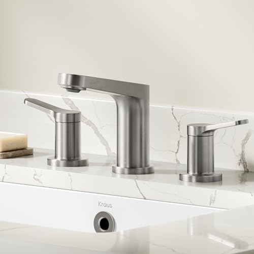 KRAUS Indy Widespread Bathroom Faucet in Spot-Free Brushed Nickel with 2 Handles, Pop Up Drain and Supply Lines, FUS-14103SFBN thumbnail 2