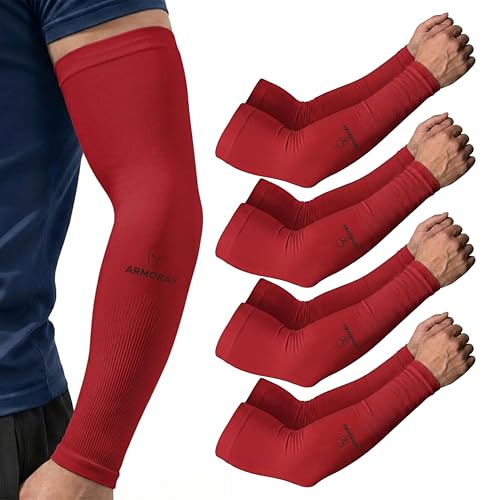 Image of ARMORAY Arm Sleeves for Men or Women - Compression Warmers to Cover Tattoo - for Basketball Golf Running Football Cycling or Sun Protection