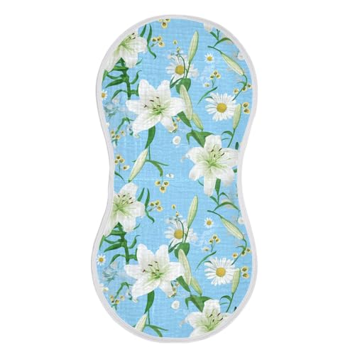 4 Pack Baby Burp Cloths, Soft Absorbent Burping Cloths for Babies, Cotton Milk Spit Up Rags, Large Size for Newborns, Baby Boys and Girls (Lily Floral Pattern)
