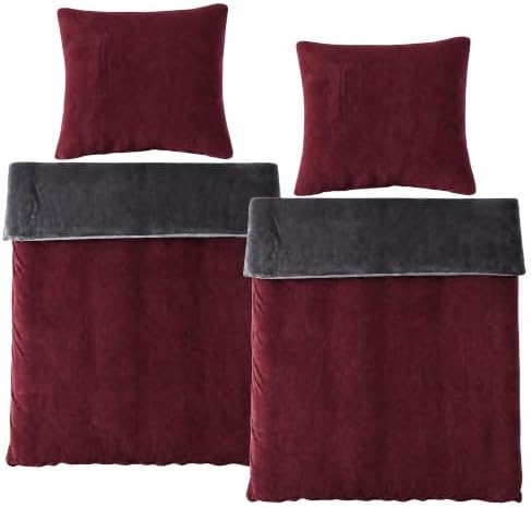 Viviland Winter Flanell Bettwäsche 135x200cm 4teilig Bettdeckenbezug-Set Für Winter - Weihnachten Rot Fleece Dicke Winterbettwäsche - Warme Kuschelige Bettdeckenbezug mit Reißversc