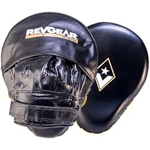 Revgear Curved Leather Mitts, Curved Contoured Focus Mitts, MMA Training, Sparring, Punching Pads, Boxing Pads, Punching Mitts