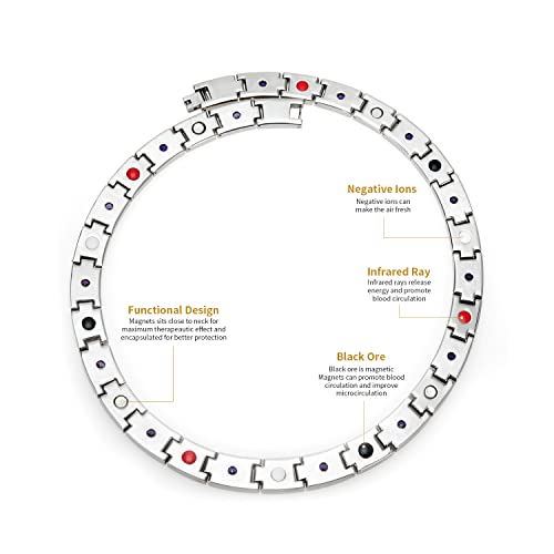 Yellow Crystal Wide Thick Titanium Necklace - Magnetic Necklace - Chain Necklace With Magnet (21") Fashion Gift #TOP3