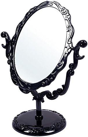 STRONGCLOUD 1pc Desktop Rotatable Gothic Small Size Butterfly Mirror Black Acrylic Frame And Stand