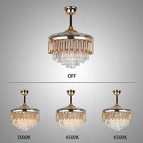 Fandian Crystal Ceiling Fan With Light Remote Control Fandelier, Modern Retractable Luxury Chanmdeliers Fan With 3 Color Change Led Light 3 Speed For Living Room Bedroom #TOP1