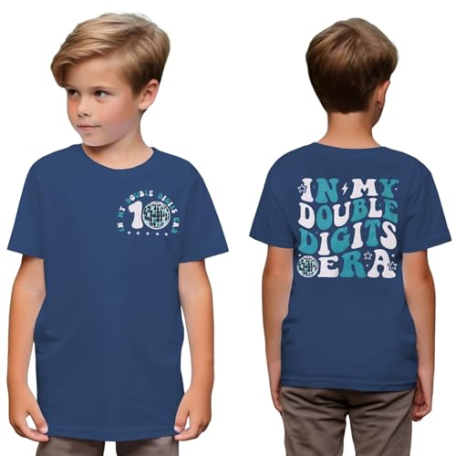 in My Double Digits Era Birthday Boy Shirt Boys 10th Birthday T-Shirt 10 Year Old Birthday Party Short Sleeve Tee Tops
