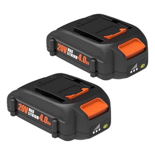 AaveYouMore 2 Packs 20v 4.0Ah Battery Replacement for Worx 20v Battery WA3525 WA3520 WA3575 WA3578