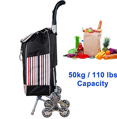 Klappwagen, zusammenklappbarer Einkaufswagen mit 6 Rädern & Lebensmitteltreppensteigwagen & wasserdichtem & Sitzdesign… – Bild 3