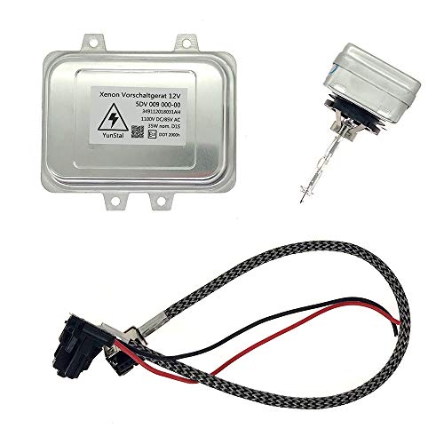 5DV 009 000-00 Xenon Hid Headlight Ballast with Igniter and D1S Bulb for 2007-2014 Cadillac Escalade 2006-2009 BMW E60 2008-2014 Chrysler Town Country