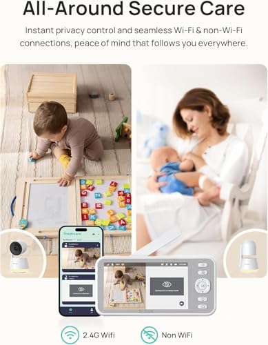 Image of Dr.Care LumiView Smart WiFi Baby Monitor with 2 Cameras - 5 inch 1080P FHD & 2K Camera App Control, Privacy Mode, 5000mAh Removable Battery, Cry & Motion Alerts, HD Night Vision, Multi-User,1279ft Rang