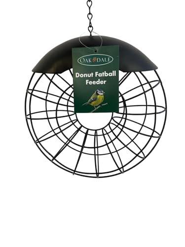 Oakdale Donut Fat Ball Bird Feeder | Unique Donut Shape For Fatballs | Metal Hanging Fatball Feeder | Weather Resistant | Easy Fill & Clean | Wild Garden Birds UK