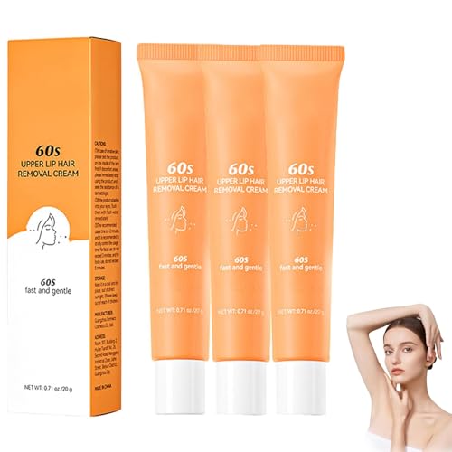 Crema depilatoria facial, Crema depilatoria suave y eficaz para la cara, el labio superior, el mentón (3 pcs)