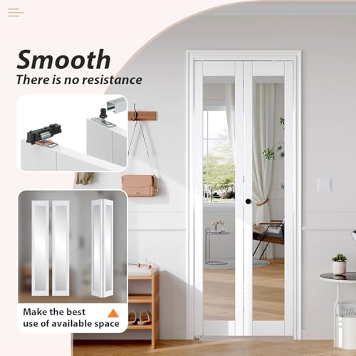 Image of FREDBECK Bifold Mirrored Barn Door for 30x80 Opening,Interior Folding Doors