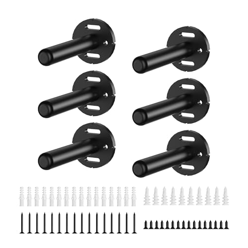 4pcs Floating Shelf Bracket Heavy Duty Shelving Mounting Brackets Hidden Floating Shelf Hardware,Black Metal Shelf Support Bracket (4 inch --4pcs--Without Tools)