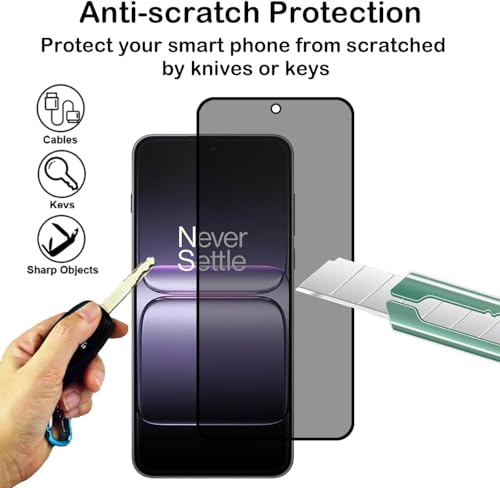 Image of FabeKee Front Privacy Tempered Glass for OnePlus 15 Screen Protector (28 Degree Privacy) 9H Glass Anti-Spy Screen Guard Black