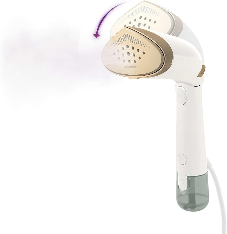 Philips garment steamer head emitting steam