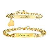 Customize Bracelets Gift for Couples - His & Her Matching Bracelet, Men Women Promise Cuban Chain ID
