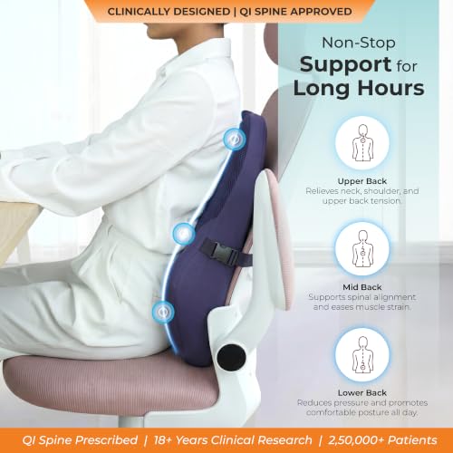 Image of Back Support for Office Chair | 5-Year Warranty | Premium Memory Foam Lumbar Support Pillow | Orthopedic Backrest for Lower Back Pain Relief | Ergonomic Chair & Car Cushion (XL) (Blue)
