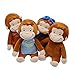 LUPOVIN 4 Unids / Set Kawaii Curious Monkey Lindo Animal Doméstico George Juguete De Peluche, Almohada De Muñeco De Peluche Suave Decorar Habitación Regalo para Niños 30Cm
