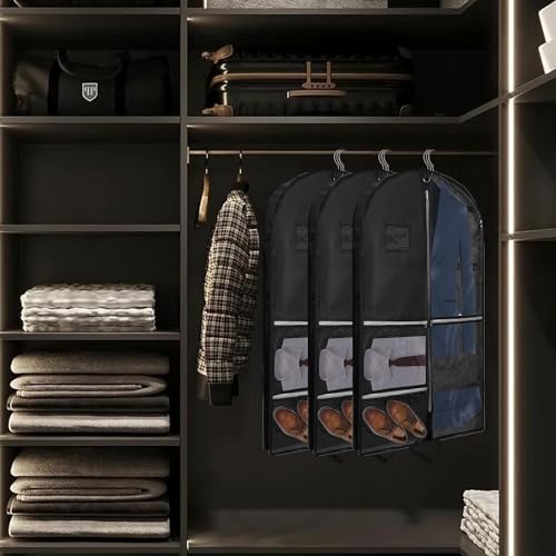 Premium Kleidersack mit 4 Taschen 110x60 CM Faltbare Anzugtasche für Reise & Gardetanz,Anzugsack für Herrenanzüge & Kinderkostüme. Atmungsaktive Tanzen Kinder-Kleiderhülle mit Tragegriff & Schnallen.