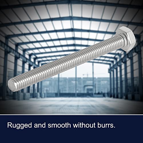 Image of M8 x 100mm Hex Head Bolts Screws Grade 6.8 Stainless Steel, Fasteners Fully Machine Threaded SUS304 10 Pcs