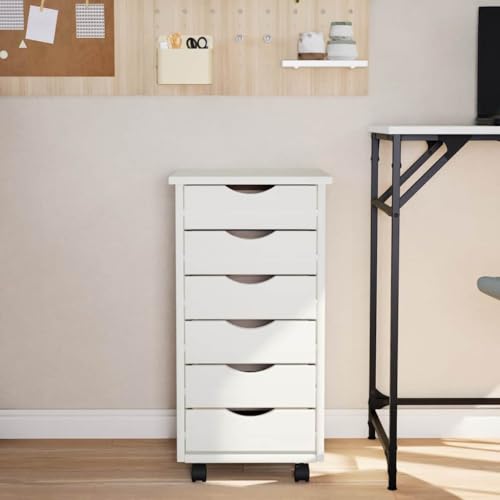 Cajonera de pino con 6 cajones de madera natural para almacenamiento duradero en oficinas 4