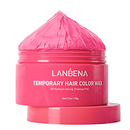 Hair Color Wax, LANBENA Temporary Hair Color Dye Wax, Unisex Instant Hairstyle Cream, Color Hair Wax for Men and Women Party, Festival, Cosplay & Halloween - 5.3oz (Flamingo Pink)