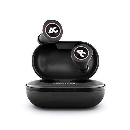 Image of AirBolt 505 True Wireless (TWS) Earbuds - Bluetooth 5.0, Full Touch Earphones, IPX5 Water Resistant, HD Stereo Sound, High Bass, InBuilt MIC, Upto 36 Hours Playtime with Charging Case (Pink + Black)