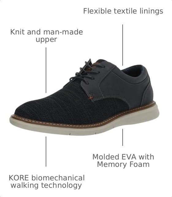 Image of Nunn Bush Chase Knit Plain Toe Oxford Lightweight Breathable Versatile Lace Up