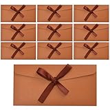 ATSNOSH 10 Stück Braun Schöne Briefumschläge, Umschläge Grußkarten, Kraftpapier Umschläge mit Schleife, Einladungsumschläge,11x22 cm, für Weihnachten Geburtstag Valentinstag Hochzeit (Braun)